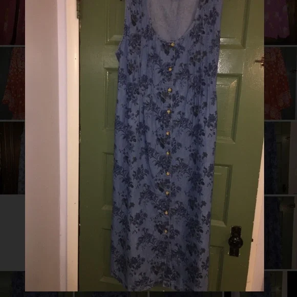 Vintage Capacity Blue Floral Jean Dress - Picture 8 of 11